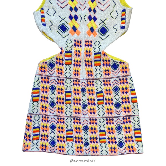 PIA PAURO Designer Colorful Hand Beaded Cutout Sleeveless Mini Dress - NWT - Picture 12 of 16